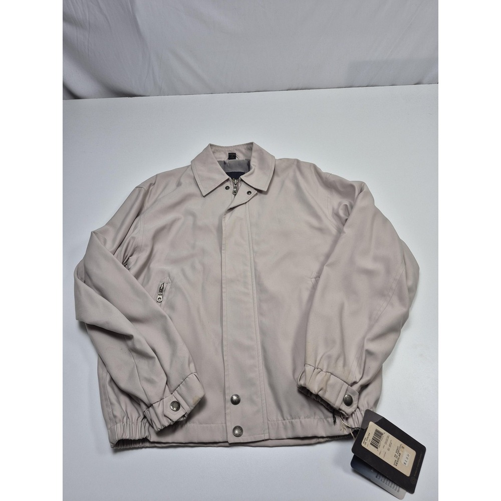 VTG Newport Harbor Jacket Mens Small Beige MicroSilk Windbreaker Zip Pockets